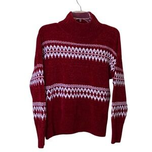 Christian Siriano‎ New York Fair Isle Chenille Mock Neck Sweater Large